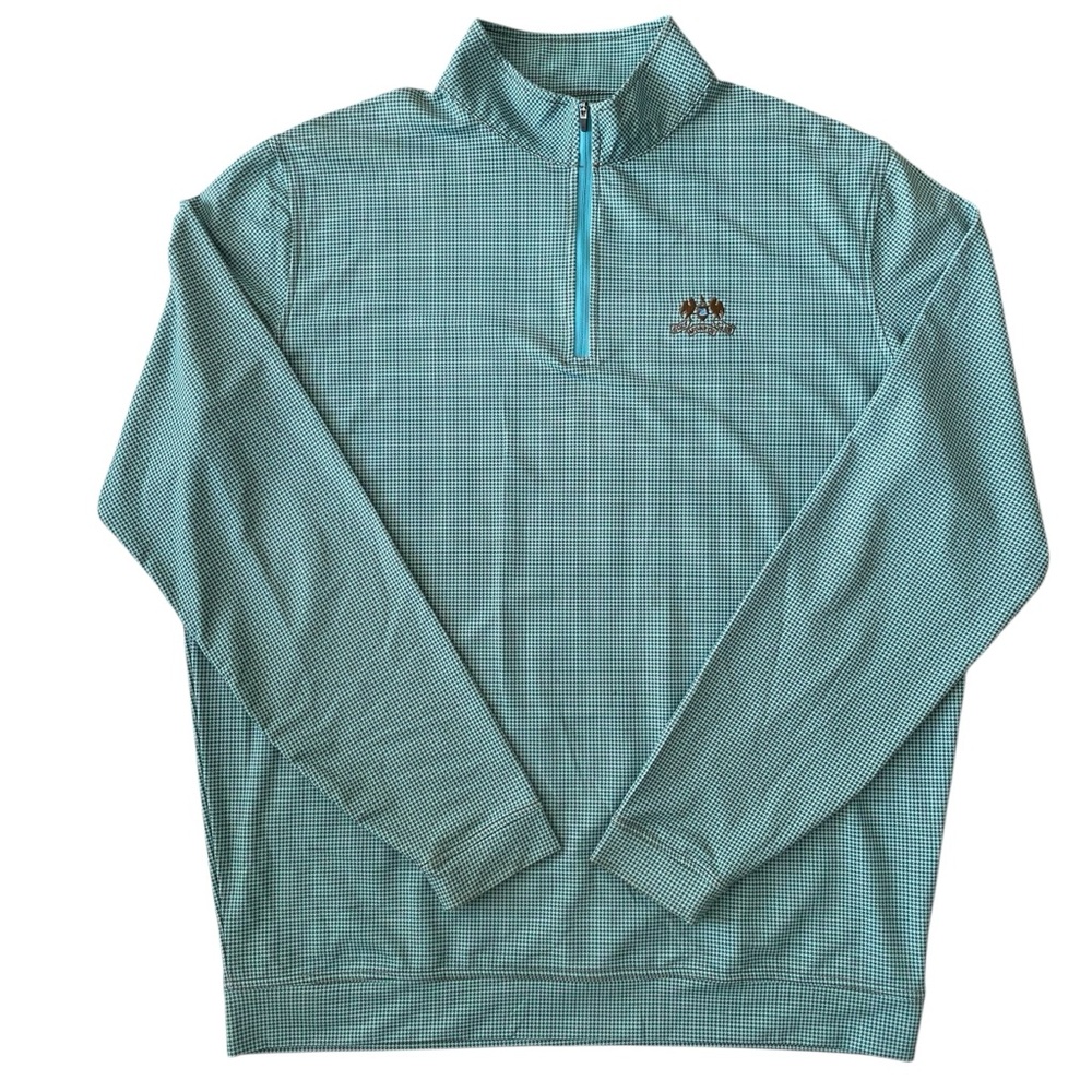 Peter Millar Aqua Micro-Pattern Quarter-Zip Pullover